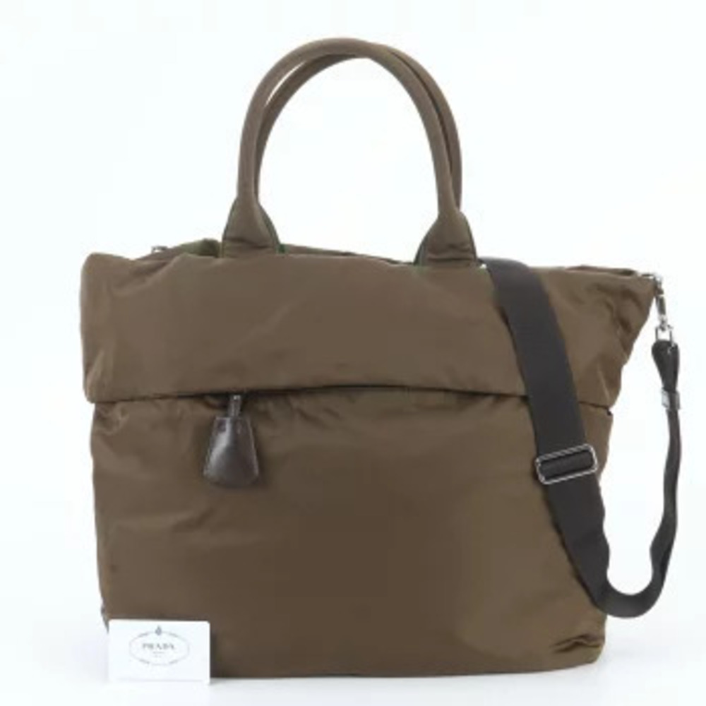 Prada Tessuto Tote Crossbody Bag Brown